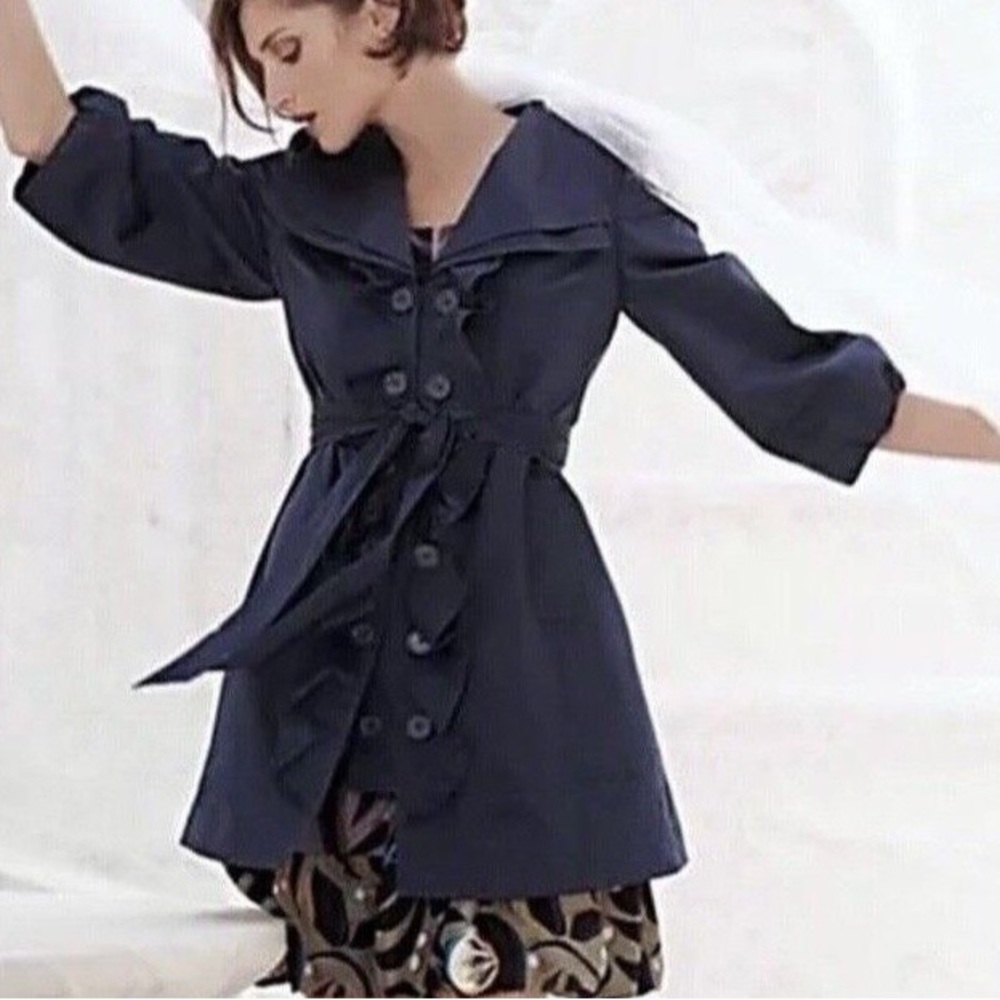 Anthropology Idra Navy Trench Coat Size 2